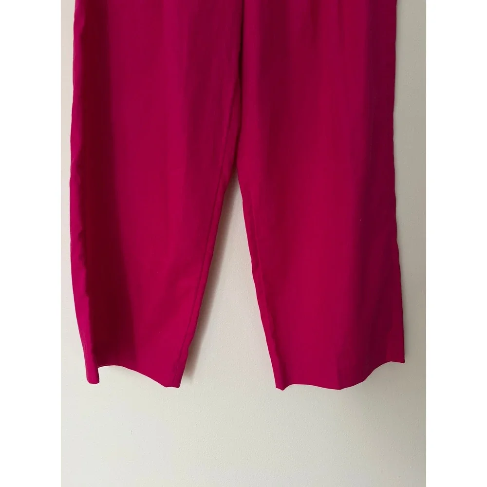 Banana‎ Republic Magenta Pink Linen Blend Pleated Wide Leg Pants Womens 8 Petite